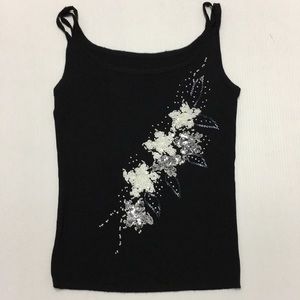 Black Cami Beaded Stretch Top M